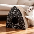 thumbnail image 4 of THE LICKER STORE Koko 19" Modern Cardboard Triangle Cat Cave Scratcher with Catnip, Black/White, 4 of 6