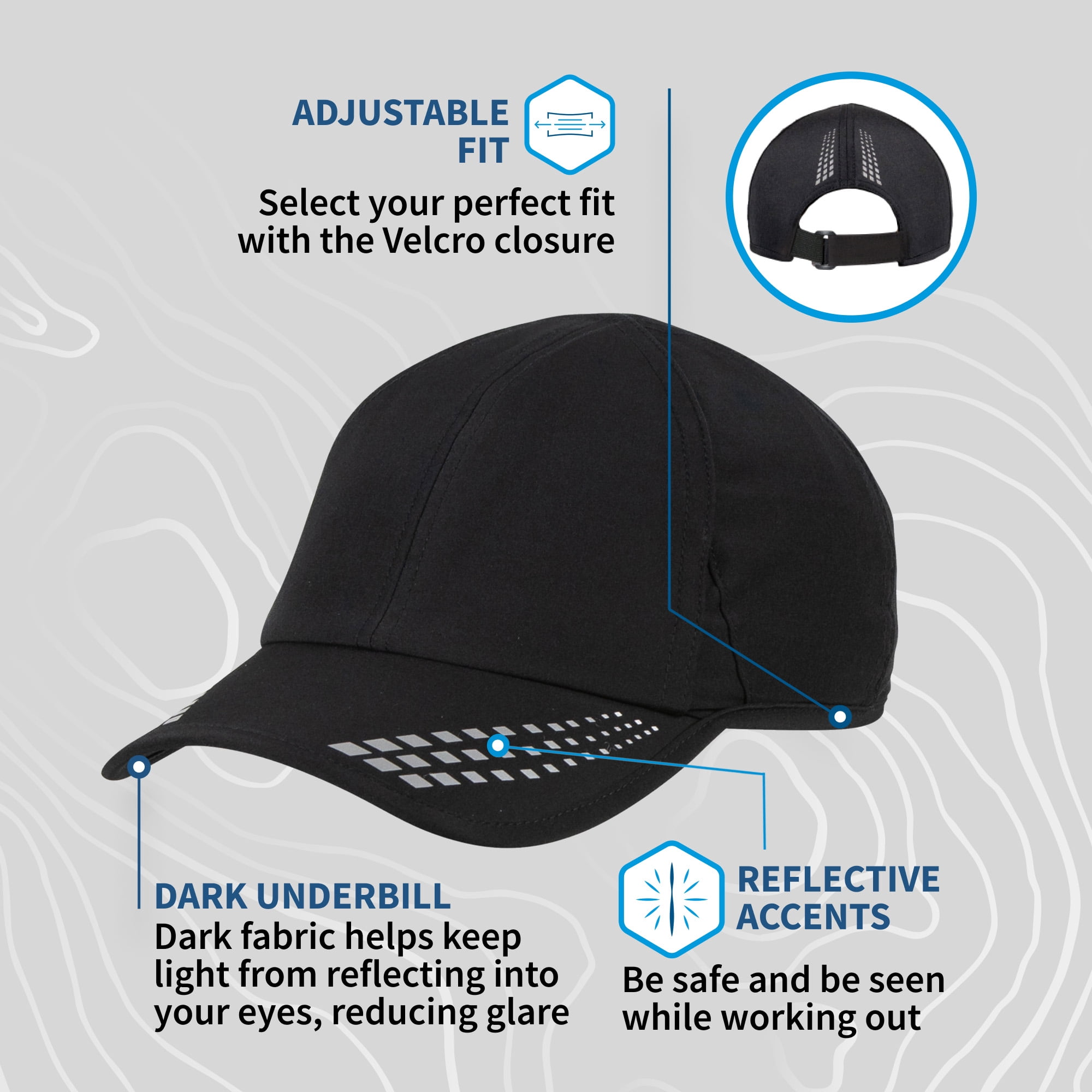 Mens UV Protection Running Hat - black/reflective