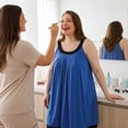 thumbnail image 2 of Agnes Orinda Túnicas de Noche de Talla Grande para Mujeres Sin Mangas Ropa de Dormir Camisones de Tirantes Anchos Camisón con Escote Plisado 1X Azul Real, 2 of 8
