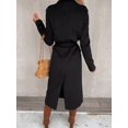 thumbnail image 4 of LinYooLi Trench Coats for Women Casual Lapel Long Solid Color Wrap Coat Wool Blend Overcoat Shacket Jacket, 4 of 5