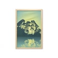 thumbnail image 1 of Forest Wall Art with Frame, Mystic Forest with Trees Abstract Mountain View and Lake River Nature Print, Printed Fabric Poster for Bathroom Living Room, 23" x 35", Blue and Green, by Ambesonne, 1 of 2