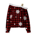 thumbnail image 4 of Women's Christmas Off Shoulder Sweater Festive Candy Cane & Gingerbread Print, Cozy Holiday Pullover Top, 4 of 5