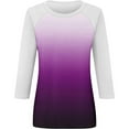 thumbnail image 5 of ATOYSOY Women's Round Neck Blouses Summer Slim Raglan Shirts Gradient Pullovers Casual Going Out Business Tees 3/4 Sleeve Tops Cute Holiday Fashion Clothes Purple XXL, 5 of 5