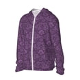 thumbnail image 2 of Kll Retro Florals Purple Print Men'S Women’s Upf 50+ Sun Protection Outdoor Hoodie Jacket Long Sleeve Fishing Hiking Performance Shirt- Large, 2 of 8