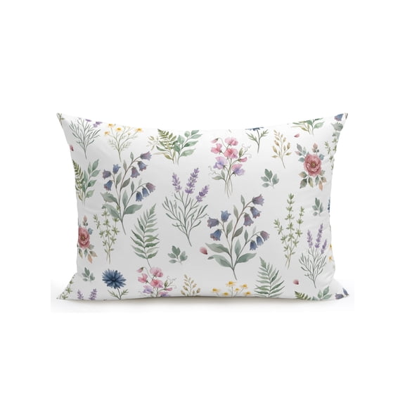 Outdoor Pillows Waterproof, Summer Wildflowers Bedding Throw Pillows with Insert for Couch Sofa Bed, Farmhouse Spring Floral Botanical 12x20 Inch Pillowcases Decorative Camping Patio Pillow Set of 1