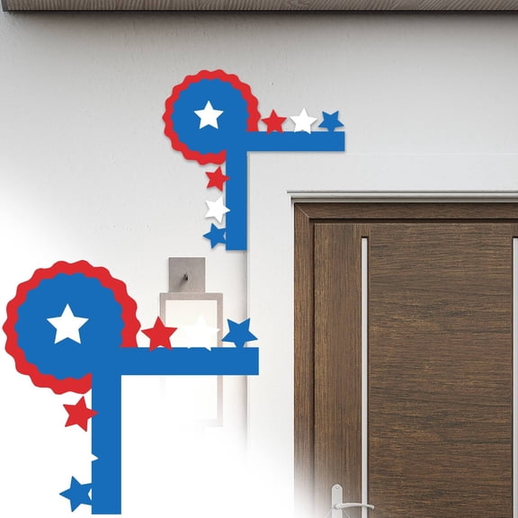 Goowood 4th of July Decorations Independence Day Patriotic Door Corner Decoration Wood Patriotic Wreath for Front Door Porch Wall Decor