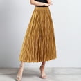thumbnail image 2 of Angala Womens Skirts A Line Maxi Skirts Solid High Waist Summer Beathable Flowy Holiday Casual Pleated Ladies Skirts Size One Size Yellow, 2 of 6