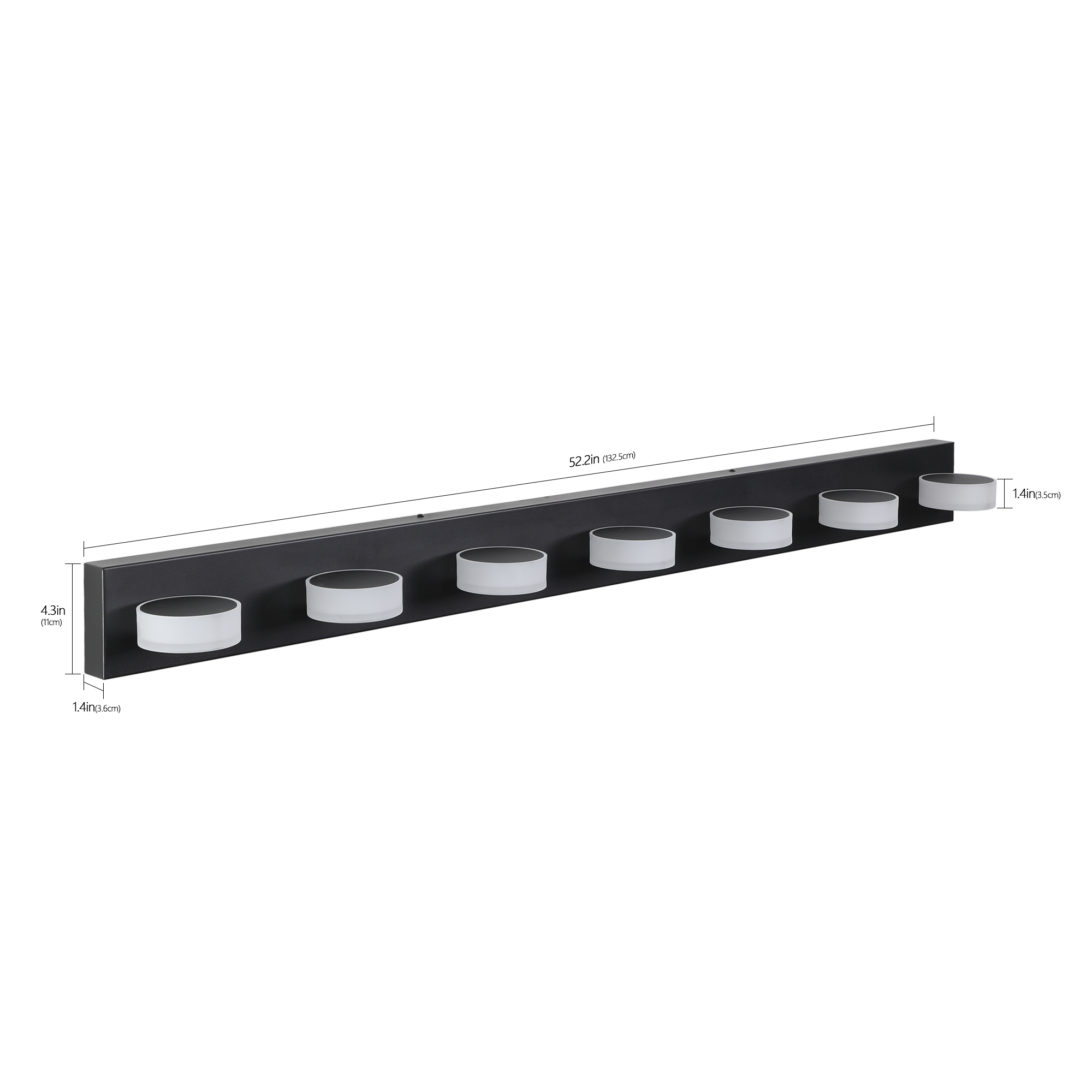 Leumius Modern 7-Light LED Vanity Light Fixture, Black Finish with Acrylic Light Shades, Energy-Efficient Bathroom Wall Sconce, Dimmable for Mirror, Shower and Bathroom Decor