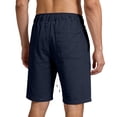 thumbnail image 4 of Domuza Mens Cotton Linen Yoga Beach Shorts Lightweight Workout Board Baggy Shorts Classic Summer Yoga Short Navy 4XL, 4 of 7