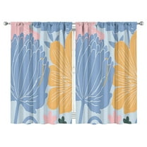 Blue and Yellow Block Flowers Curtains-blackout Curtains Bedroom Decor Living Room Darkening Grommet Window Drapes 2 Panels Set 52"x 84"