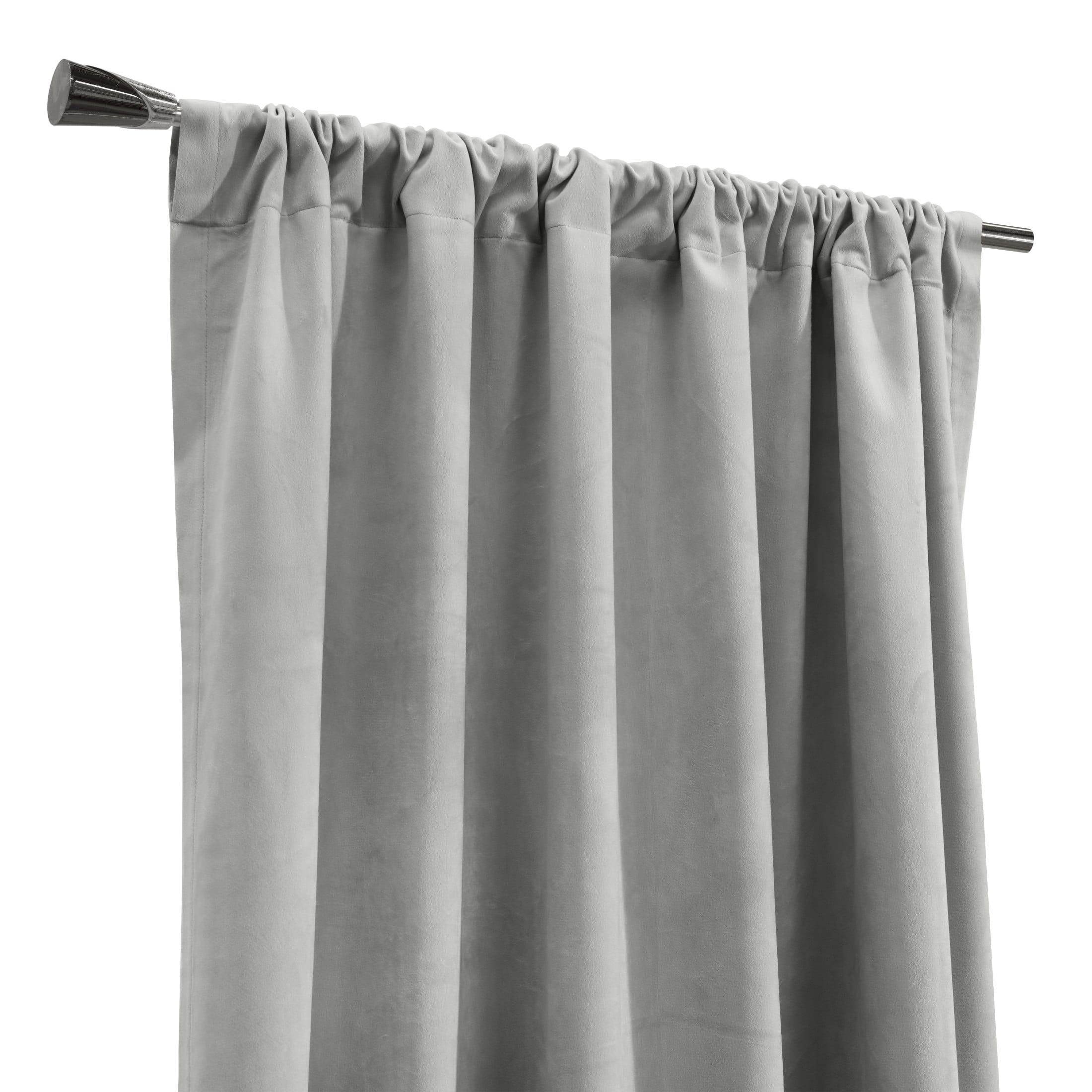 Savannah Room Darkening Velvet Dual Header Curtain Panel 50" x 95" in Silver