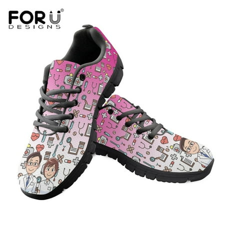 

Cartoon Nurse Doctor Medical Pattern Ladies Sneakers Lightweight Mesh Flat Shoes Women Spring/Summer Lace-up Shoes