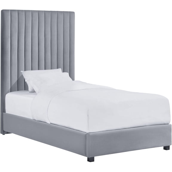 Tov Furniture TOV-B126 67.3 x 44.1 x 81.5 in. Arabelle Grey Velvet Bed, Twin Size