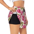 thumbnail image 3 of Lsque Rose Flowers Printed Women's Running Shorts with Liner Pockets,Elastic Quick Dry Workout Athletic Gym Yoga Shorts,Womens High Waist Shorts-X-Large, 3 of 9