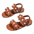 thumbnail image 5 of enyan Girls Summer Sandals Outdoor Beach Anti-Slip Rubber Soft Sole Newborn Toddler First Walker Shoes Toddler Summer Shoes Girl,Brown,Size 12, 5 of 6