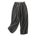 thumbnail image 2 of Dazajoo Capri Pants for Women Casual Summer Cotton Linen Cropped Pants with Pockets 2024 Womens Solid Color Drawstring Capris Pants Lightweight Elastic Waist Pants Today's Deals,Black,M, 2 of 4