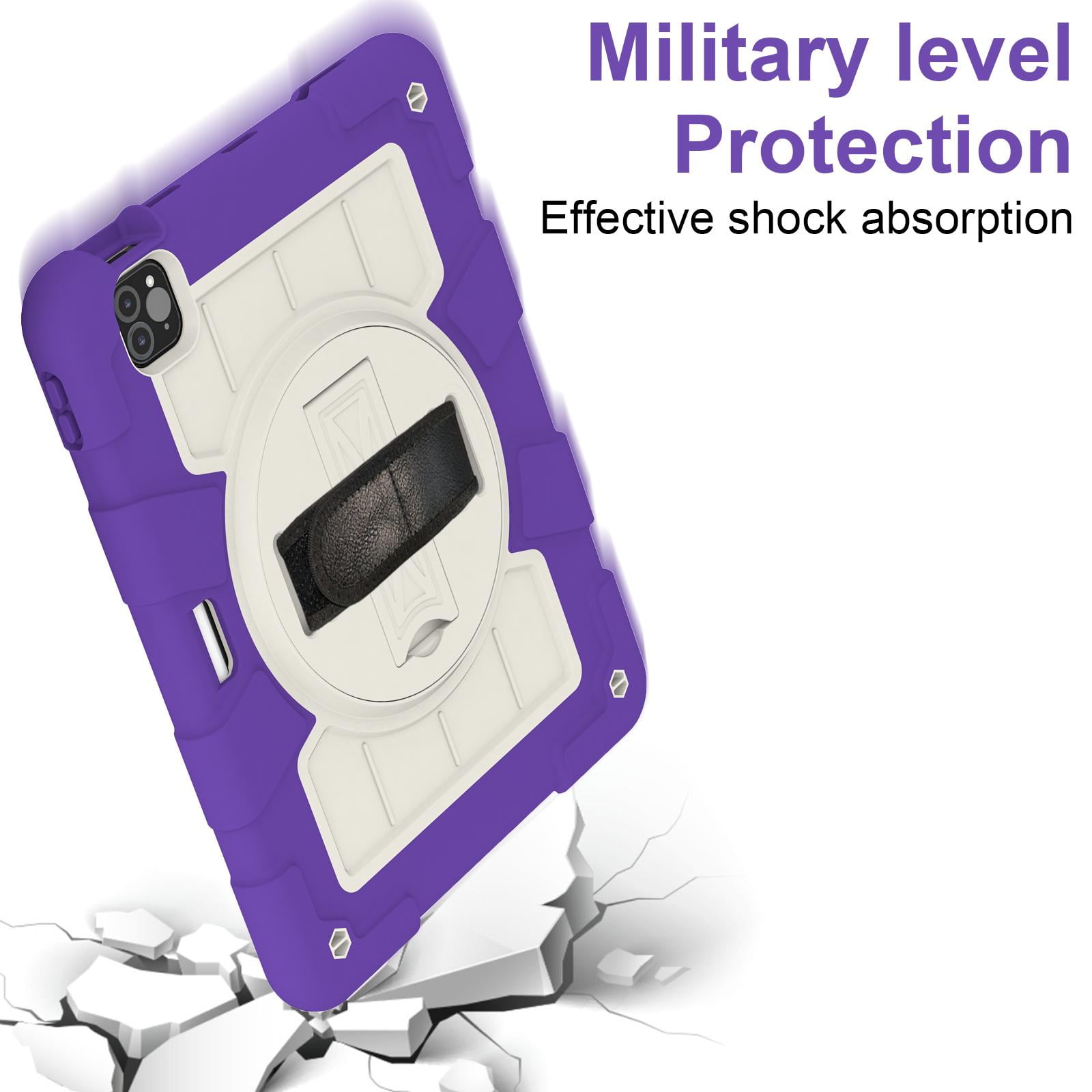 Shockproof Case for Apple iPad Air 11 Inch M4 M3 M2 2026/2025/2024, with Pencil Holder iKids Friendly Hand Strap Shoulder Strap Kickstand Anti-Scratch Case Cover for iPad Air 11",Purple