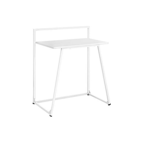 30 Inch White Computer Desk with Metal Base for Small Spaces
