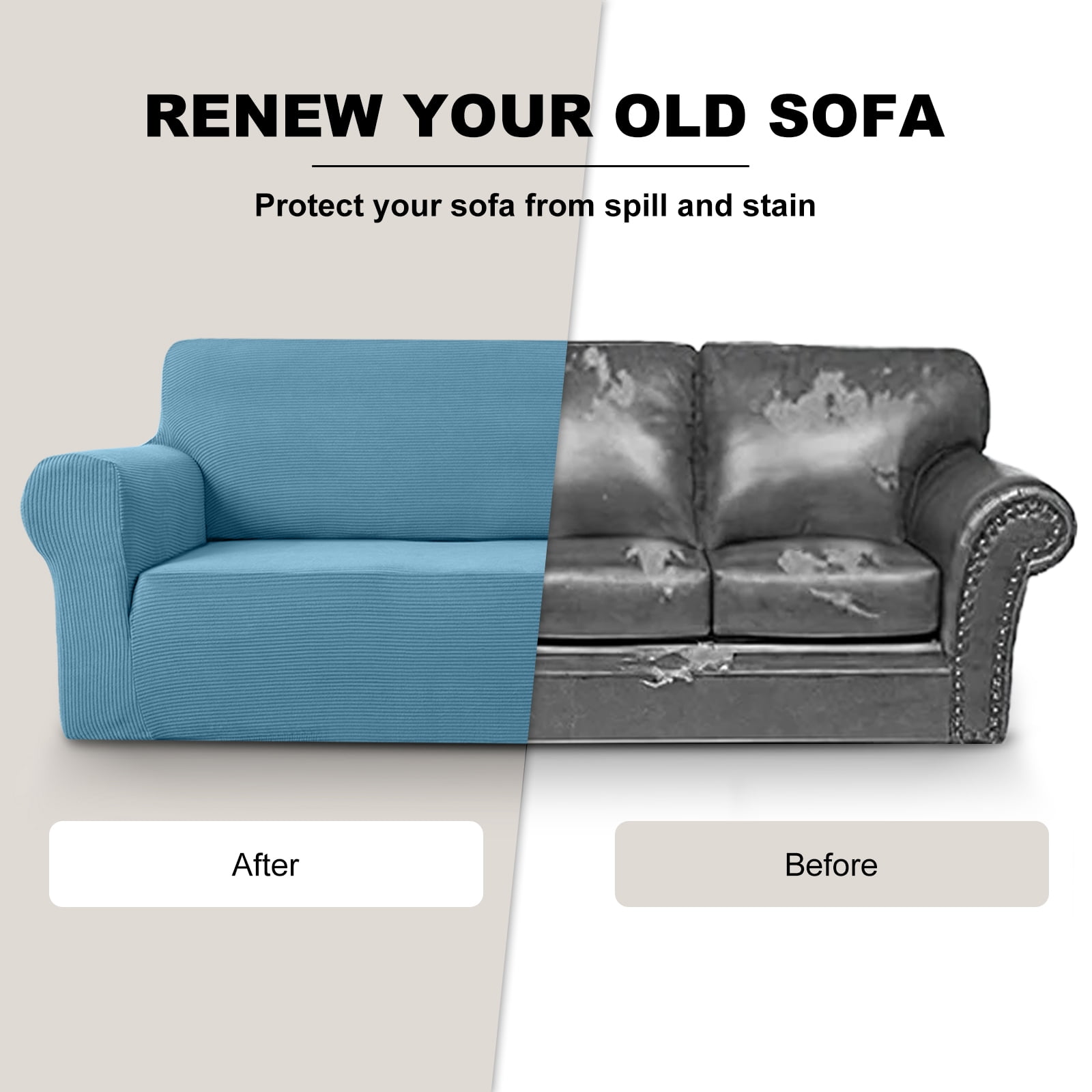 Sanmadrola Couch Covers for Dogs Sofa Covers Washable 100% Waterproof Non Slip Couch Covers Stretchable Machine Washable for Dogs Kids Pets, Blue, Oversized Sofa