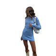 thumbnail image 1 of LYMAYTER Robe Mini en Tricot pour Femme à Manches Longues, Ajustée, Ajourée, Courte, pour Fête, Tailles P-2TG, 1 of 8