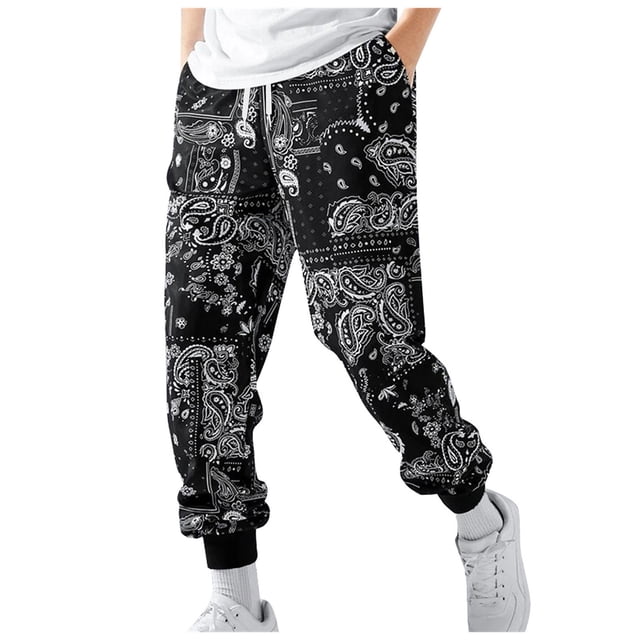 DXOUPM Sweatpants for Men Digital Print Casual Gym Running Workout Sweatpants with Pockets