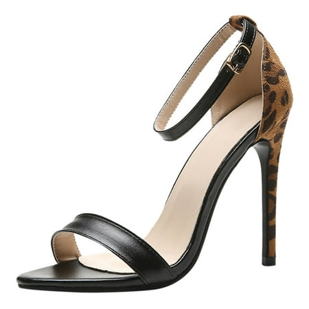 

High Heels for Women Fashion Women S High Heels Breathable Slip-On Casual Square Toe Sandals High Heels Pu Black 37