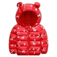 thumbnail image 1 of WEIYLL Hauts de Sortie pour Garçons Tout-Petits Enfants Bébé Hiver Chaud Oreilles d'Ours à Capuche Rembourré Manteaux Rouges pour 3-4 Ans, 1 of 8