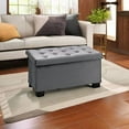 thumbnail image 6 of VibrantEcho Folding Storage Ottoman, Long Ottomans Shoes Bench, Velvet Storaeg Chest Footrest Seat 31.5"x15.7"x15.7" (Grey, Large), 6 of 14