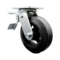 6 Inch Rubber on Steel Caster with Ball Bearing and Total Lock Brake SCC