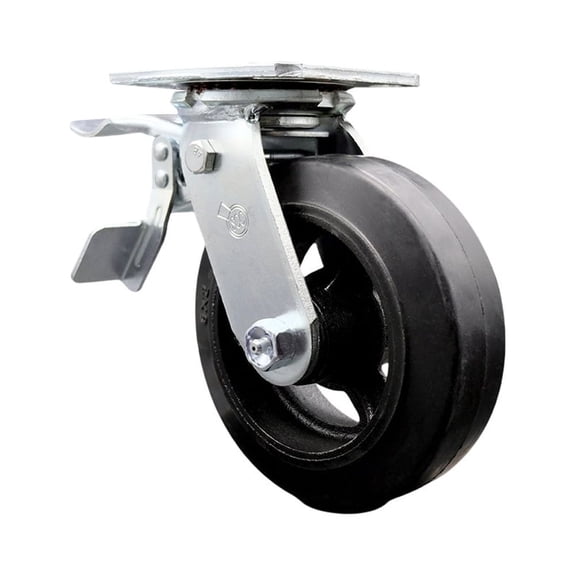6 Inch Rubber on Steel Caster with Ball Bearing and Total Lock Brake SCC