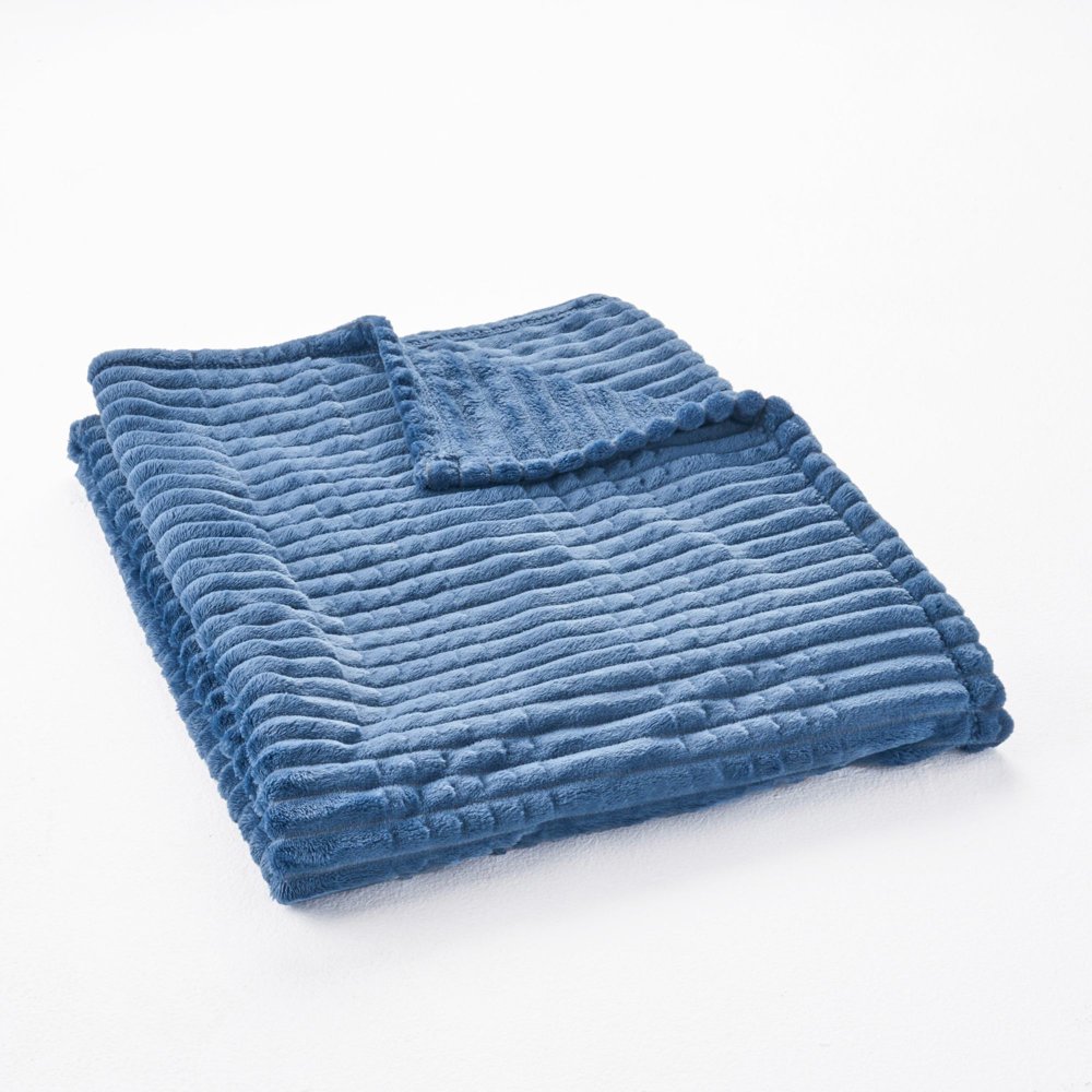 Blue Contemporary Beveled Polyester Throw Blanket 50" x 60" Walmart