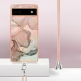 thumbnail image 3 of Feishell for Google Pixel 6a Case with Detachable Crossbody Strap, Fashion Marble Pattern Glossy Cover for Women Girls, Slim Fit Anti-Scratch Phone Case for Google Pixel 6a,Rosegold, 3 of 7