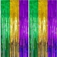 thumbnail image 5 of Foil Fringe Garland, Metallic Tinsel Garland, Wall Hanging Fringe Bannerfor Mardi Gras Birthday Party Homecoming Decoration 4 Pack 10 Feet (Green Gold Purple), 5 of 6