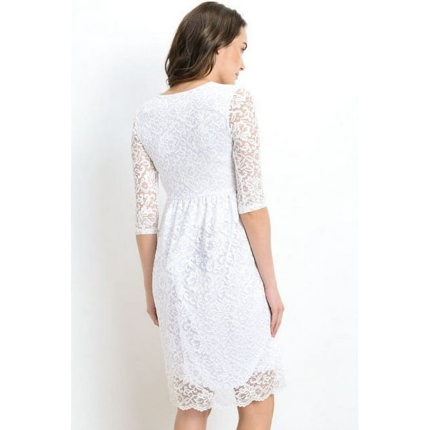 lace surplice dress Surplice Neck Flounce Sleeve Guipure Lace Overlay Dress