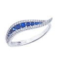 thumbnail image 1 of 14k White Gold Sapphire and Diamond Wave Ring, 1 of 2