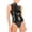 #Black, variant on TEVEQ Nightwear for Women 2025 Trendy Shiny Leather Women's Bodysuits with Longer Zip Costume Black L