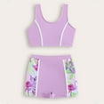 thumbnail image 3 of GYRATEDREAM Girl's Casual 2 Piece Swimsuit Kids Bikini Sets with Shorts Beach Bathing Suit Swimwear Purple for 8-12 Years, 3 of 7