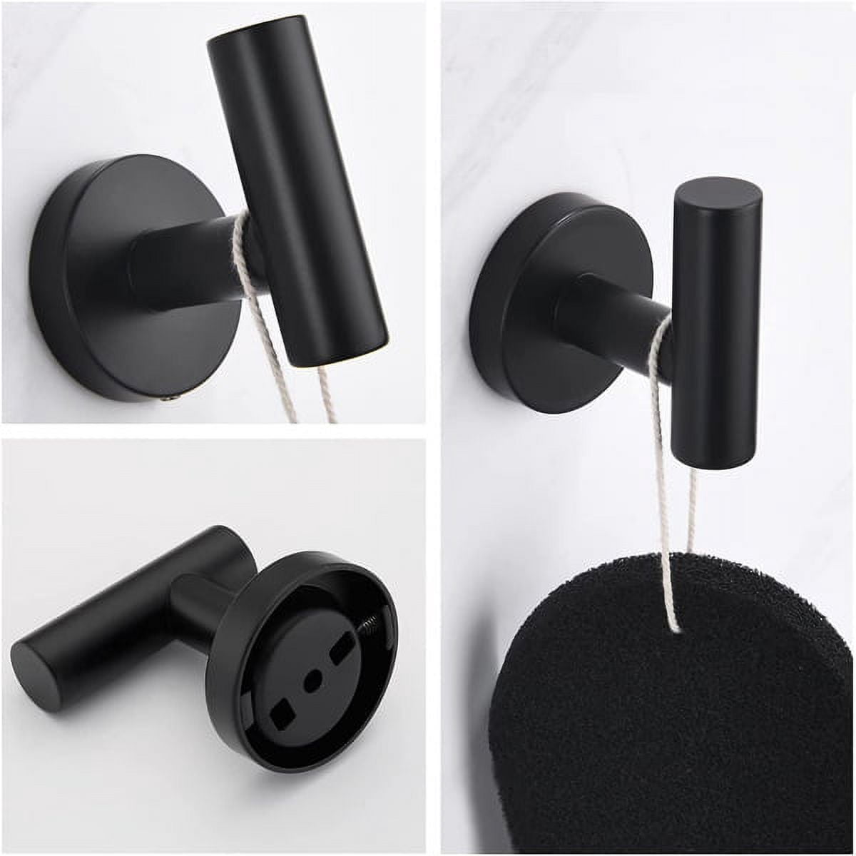 Matte Black Bathroom Hardware Set - 304 Stainless Steel Wall-Mounted Towel Bar, Toilet Paper Holder & Hook, Anti-Rust Organizer for Bathrooms