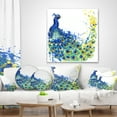 thumbnail image 4 of Designart Exotic Peacock Watercolor - Contemporary Animal Throw Pillow - 16x16, 4 of 5