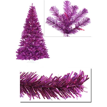 7 pre lit fuschia full artificial sparkling tinsel 7 pre lit fuschia full artificial sparkling tinsel