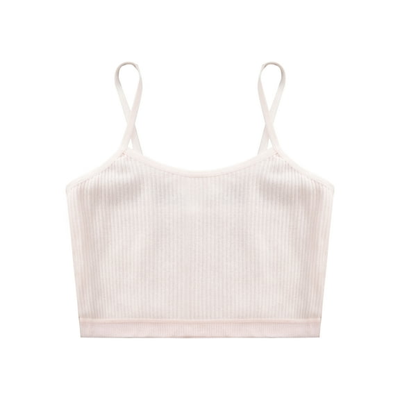 MSemis Kids Girls Ribbed Copped Vest Tops for Girls Dance Yoga Sports Bras Camisole Underwear Pink M