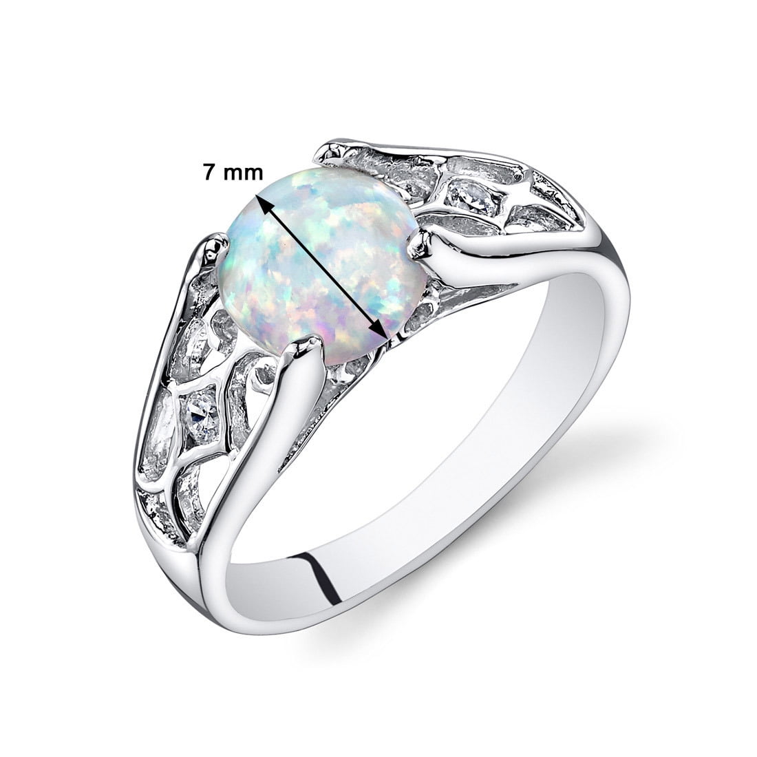 White Opal Stone Engagement Ring Classic Silver Color Luxury - Temu