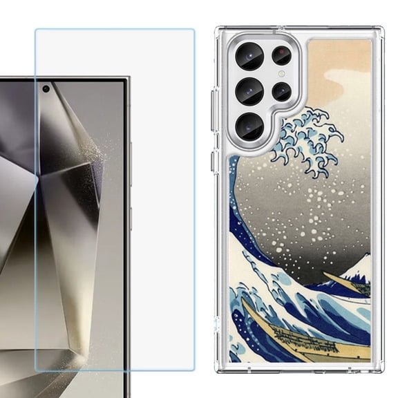 Phone Case for Samsung Galaxy S26 Ultra, with Screen Protector, by OneToughShield - Great Wave