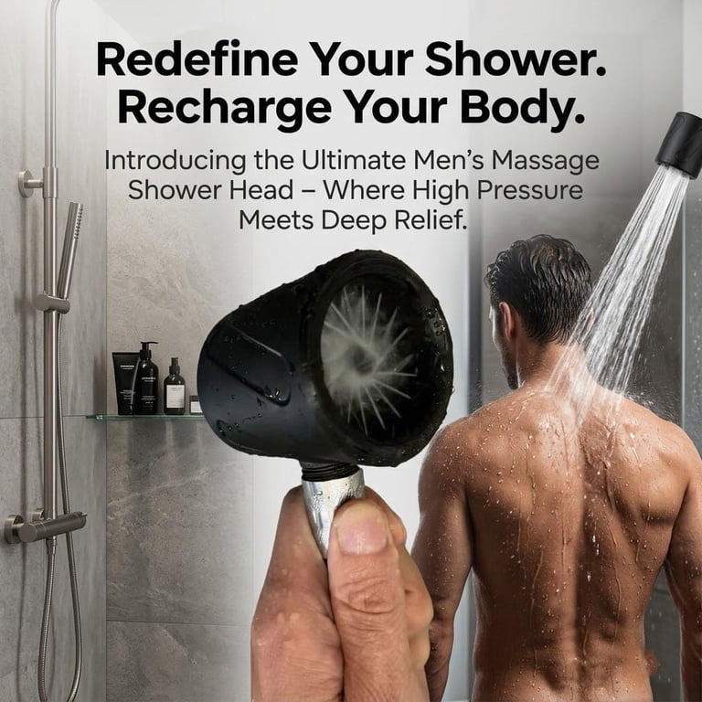 Men's Shower Head Universal Bathroom Heated Massager, Spiral