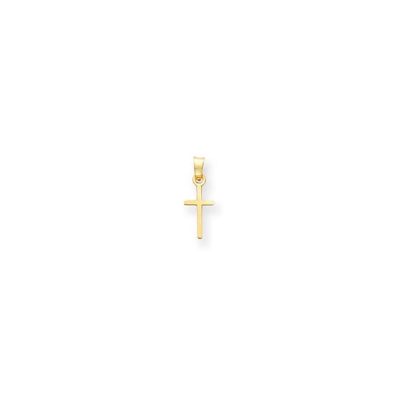 14k Yellow Gold Mini Polished Cross Charm - .2 Grams - Measures 11x6mm