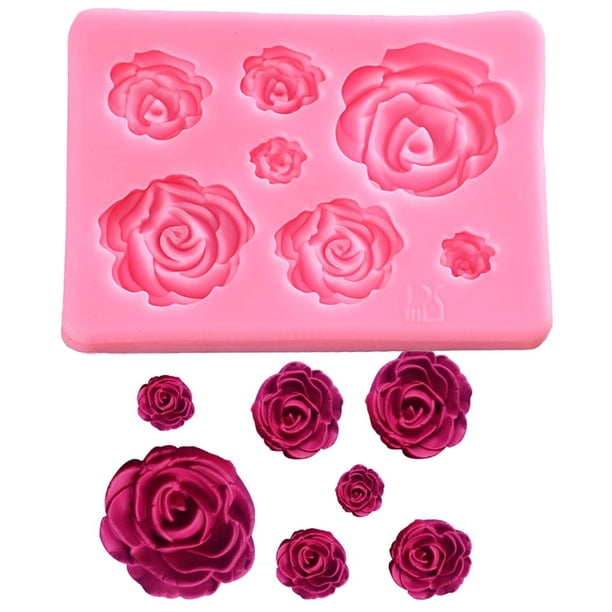 Molde de silicona para rosas, jabón pequeño, arcilla, chocolate, azúcar, herramienta para hornear, molde de silicona para pasteles DIY para fiesta de baby shower (molde de rosa pequeño)