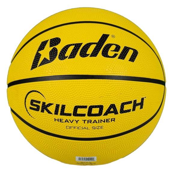 Baden Skilcoach Heavy Trainer Durable Yellow Rubber Training Basketball, Size 7 (29.5")