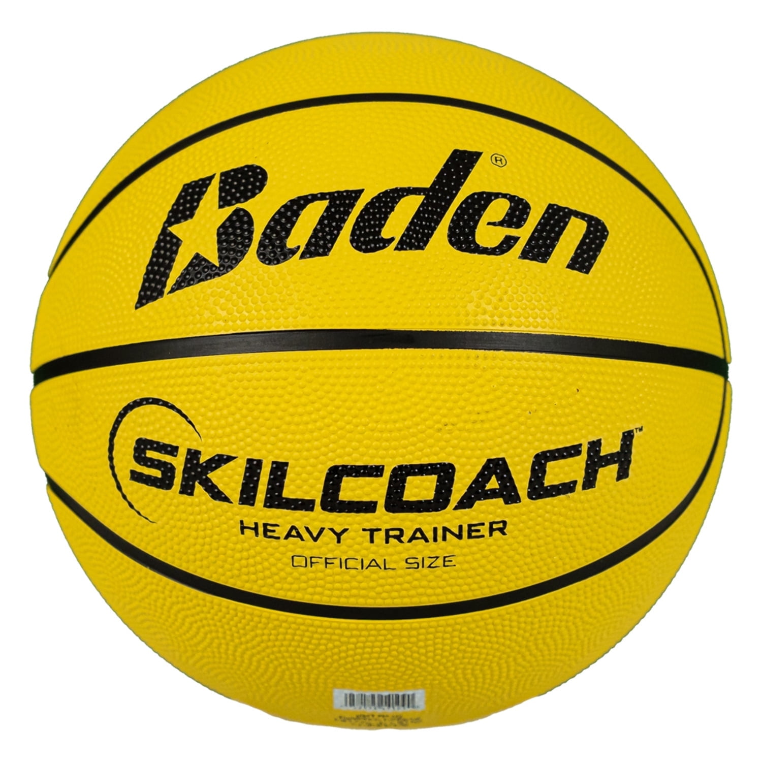 Baden Skilcoach Heavy Trainer Durable Yellow Rubber Training Basketball, Size 7 (29.5")