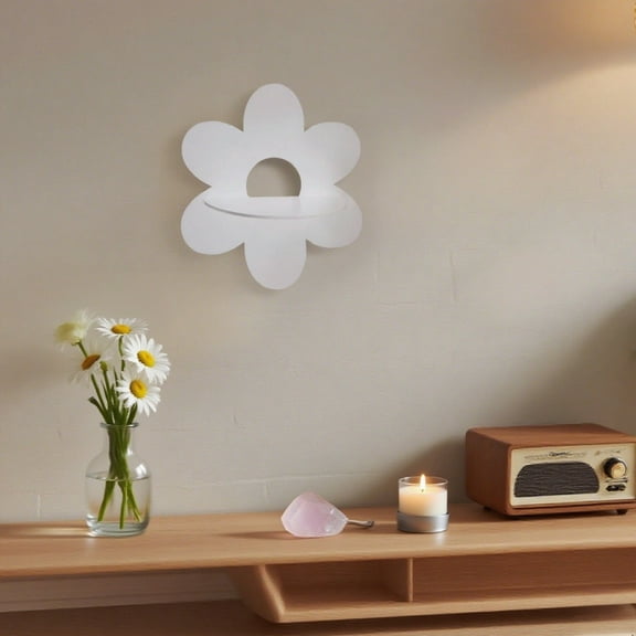 Wall Shelf, Flower Shaped Wooden Wall Decor, Easy Install Floating Shelves, Sturdy Display for Books and Toys, Versatile Home Decoration for Living Room, Bedroom