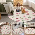 thumbnail image 5 of Valentine's Day Round Area Rug 6Ft Washable Circle Rugs for Bathroom Office, Spring Roses Romantic Pink Bows Vintage Non-Slip Carpet Floor Mats Indoor Outdoor Carpet Runner Aesthetic Home Decor, 5 of 8